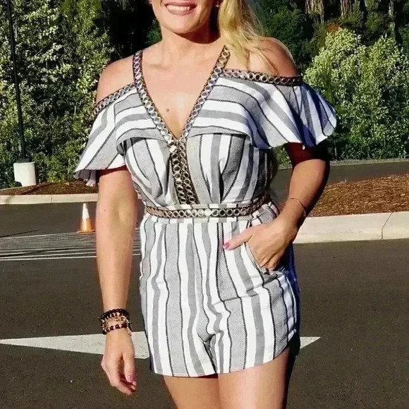 Nautical Girl Striped Romper - Picture 1 of 5